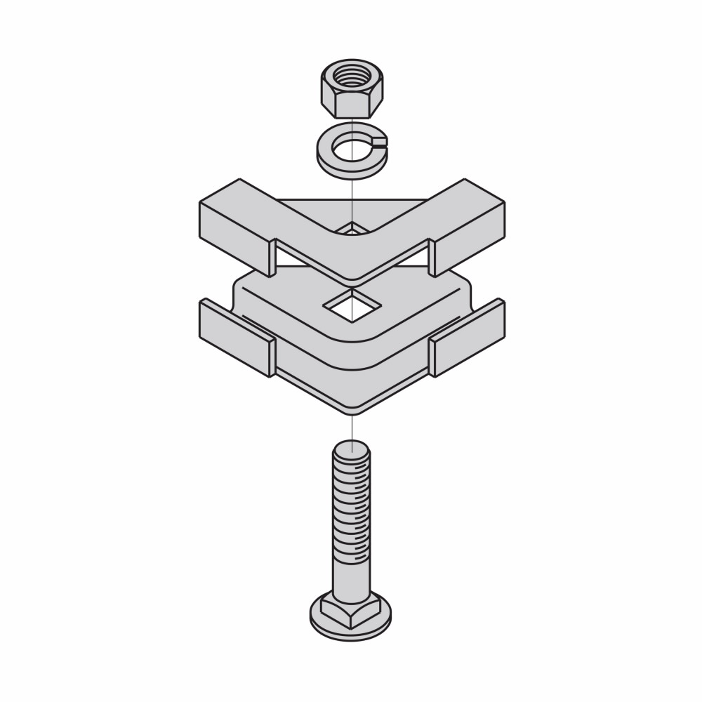 Product image for B-Line SB165YZ 1-1/2 Inch Yellow Zinc Structural Steel 90 Degrees Cable Runway Junction Splice Clamp