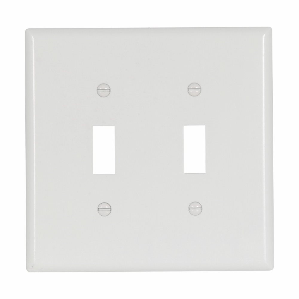 Mayer-DDS-Eaton Toggle wallplate, White, Toggle Cutout, Thermoset, Two- gang, Mid-size-1