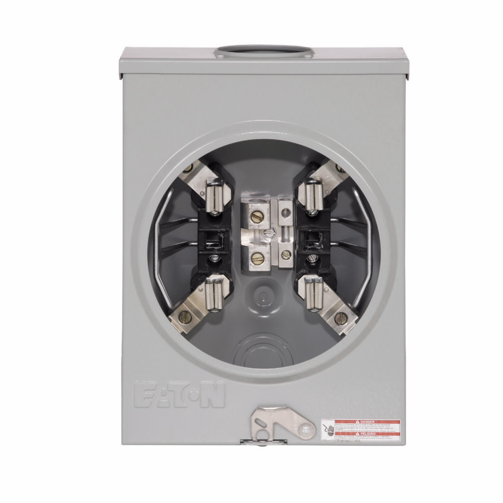 Product image for Cutler-Hammer UHTRS101BE meter socket, 1-pos resi service, 125 A, Over, 3-5/16 inch hub open, #8-2/0 AWG, 4-jaw, 1-ph, #8-2/0 AWG, Horn bypass, Gnd conn (#14-#2 Cu), Triplex, 3-wire, Ringless, 600 Vac