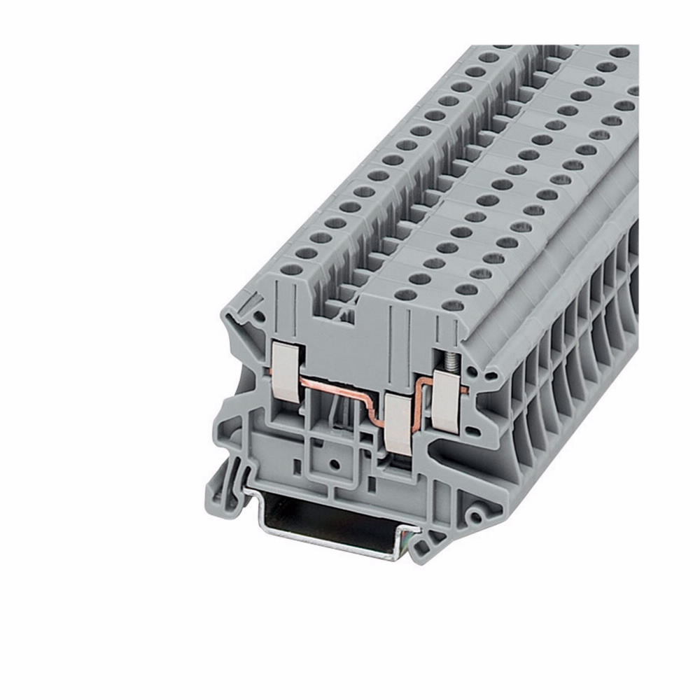 Product image for Cutler-Hammer XBUT25D12 XB IEC terminal block, Screw Connection Multi-Conductor Terminal Blocks, Gray, 12 AWG/2.5 mm2 maximum wire, Three-wire