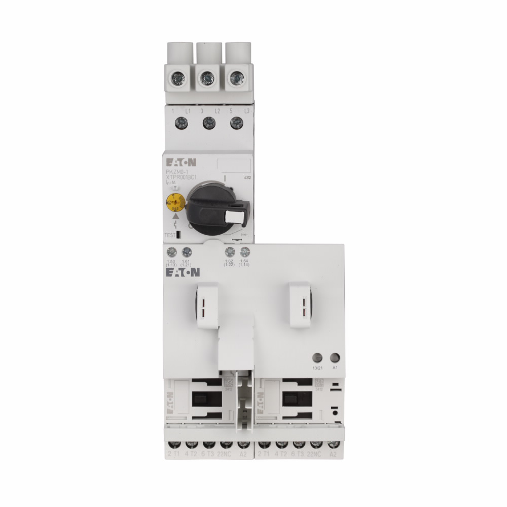 Product image for Cutler-Hammer XTFR010BBTD XT IEC motor control, UL 508 Type F - XT IEC FVR Combination Motor Controller, 0.4A, 45 mm Frame size, 208V 60 Hz coil,Type 2 Coordination,1NO-1NC auxilary contact