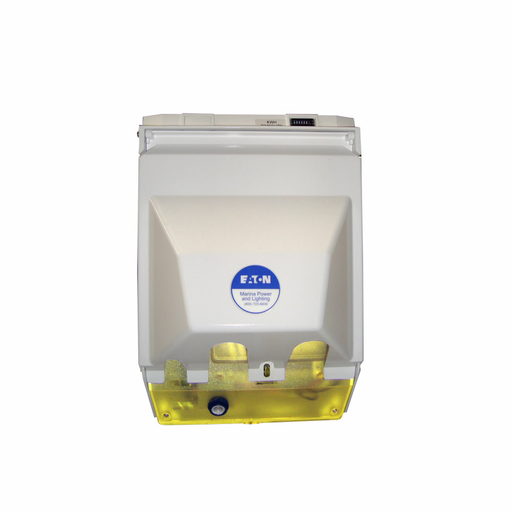 Product image for Cutler-Hammer NAYBU120000DS marina power pedestal, Marina Power and Lighting Equipment - Power Pedestals, Unmetered, Newport Harbor Mate model, 7W, Amber lens color, Side 1- R1:20A GFI, R2:50A at 125V,