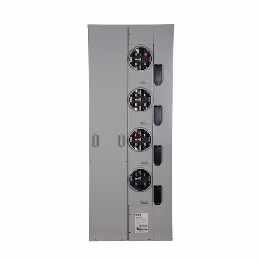 Product image for Eaton Electrical 1MP4206RRL 120/240 VAC 600 Amp 1-Phase 3-Wire 4-Socket Aluminum Ringless Meter Pack