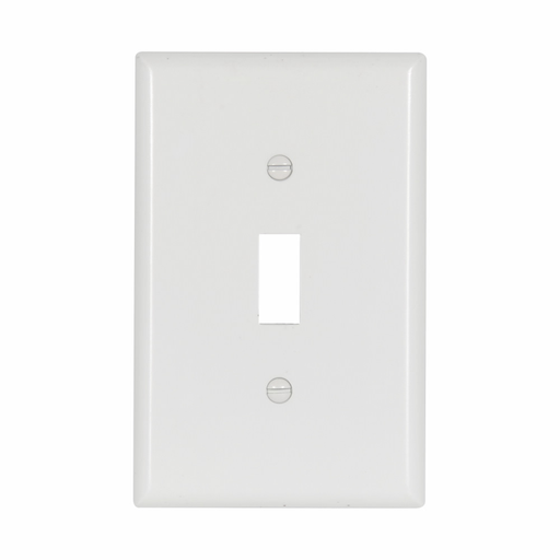 Mayer-DDS-Eaton Toggle wallplate, White, Toggle Cutout, Thermoset, Single- gang, Mid-size, ED Box-1