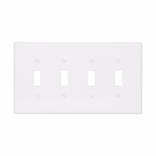 Mayer-DDS-Eaton Toggle wallplate, White, Toggle Cutout, Polycarbonate, Four- gang, Mid-size-1