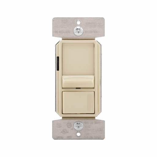 Mayer-DDS-Eaton dimmer, No neutral required, #14 -12 AWG, Flush, 120/277 Vac, Back and side, Wire Leads, Maintained, Ivory, 60 Hz, LED, Flourescent, Single-pole, Three-way, Single-phase, Polycarbonate, 1200/1660W 736919-1