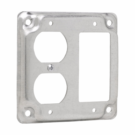 Product image for Crouse-Hinds TP517 4" Square Surface Cover, Duplex Receptacle/GFCI Receptacle, 1/2" Raised, 5.5cu.in, Steel