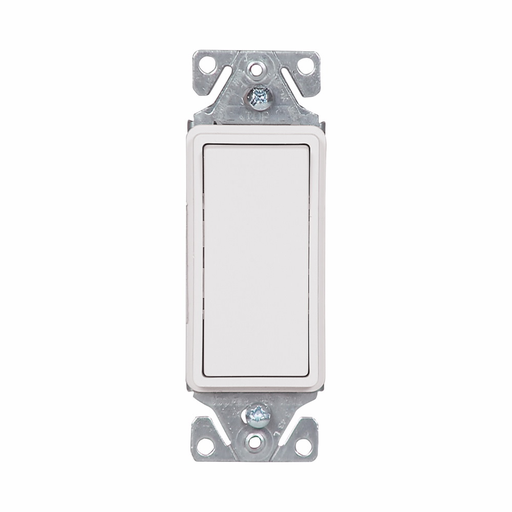 Product image for Eaton 7501W 15A 120/277V Decorator Rocker Switch Decorator, Single Pole, Back Wire, Push Wire - White