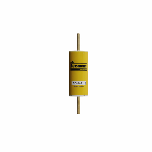 Eaton Bussmann series DFJ high speed fuse, 600 Vac or less, 450 Vdc or less, 100A, 200 kAIC at 600 Vac, 100 kAIC 450 Vdc, Non Indicating, High speed fuse, Ferrule end X ferrule end, Class J, Melamine tube