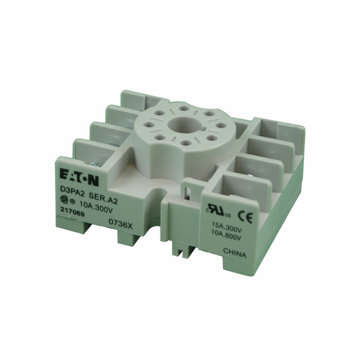 Product image for Eaton Electrical D3PA2 300/600 Volt 15/10 Amp Screw Clamp Terminal Relay Socket
