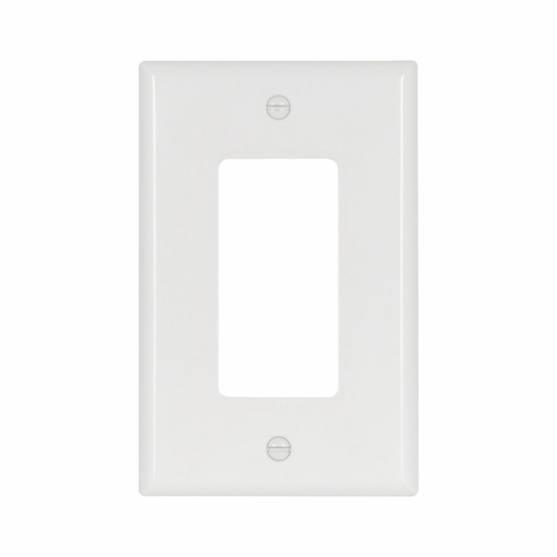 Mayer-DDS-Eaton Decorator / GFCI wallplate, White, Decorator Cutout, Thermoset, Single- gang, Mid-size, ED Box-1