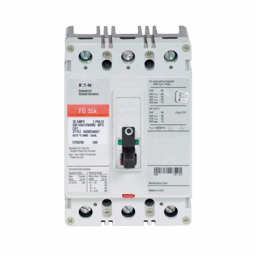 Eaton Electrical FD3100L Series C F Frame Molded Case Circuit Breaker Product image for Eaton Electrical FD3100L Series C F Frame Molded Case Circuit Breaker