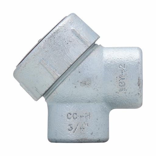 Eaton Crouse-Hinds series Condulet LBY service entrance elbow, Rigid/IMC, Feraloy iron alloy, 90°, 3/4"