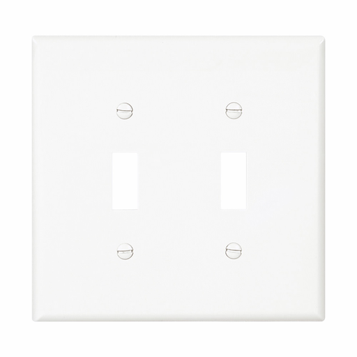 Mayer-DDS-Eaton Toggle wallplate, White, Toggle Cutout, Polycarbonate, Two- gang, Mid-size-1