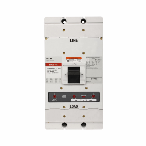 Product image for Cutler-Hammer HMDL3700 Series C complete molded case circuit breaker, MDL-frame, HMDL, Complete breaker, Fixed thermal, Fixed magnetic trip type, Three-pole, 700A, 100 kAIC at 240 Vac, 65 kAIC at 480 Va