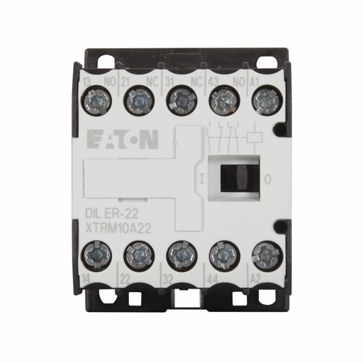 Product image for Cutler-Hammer XTRM10A22A XT IEC Miniature Control Relay, Screw terminals, 45 mm - mini Frame size, 2NO-2NC contact configuration, 110V 50 Hz, 120V 60 Hz coil, 10A conventional thermal rating, 6A at 220/230/24
