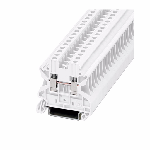 Product image for Cutler-Hammer XBUT4WH XB IEC terminal block, Screw connection single level-through-feed, White, 10 AWG/4 mm2 maximum wire