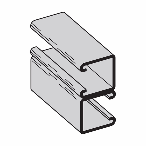 Product image for B-Line B22C-120SS4 1-5/8"W x 1-5/8"H Side-to-Side (C-Configuration) Channel, Solid (No Hole Pattern), 12ga, 10ft Length, Type 304 Stainless Steel
