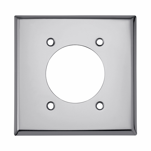 Mayer-DDS-Eaton arrow hart wallplate, Two gang, 2.15" diameter outlet receptacles, Surface mount, Silver, Steel-1