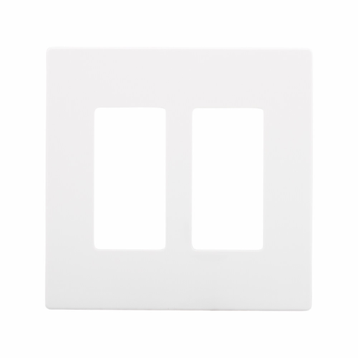 Mayer-DDS-Eaton ASPIRE wallplate, Screwless, Residential, White satin, Decorator Cutout, Polycarbonate, Two- gang, Mid-size-1