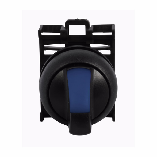 Product image for Cutler-Hammer M22S-WRLK3-2-B M22 modular pushbutton, M22 Modular Selector Switch Operator, 22.5 mm, Knob, Maintained, Return from left, Illuminated, Bezel: Black, Button: Blue, IP66, NEMA 4X, 13, Three-