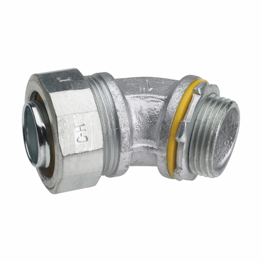 Eaton Crouse-Hinds series Liquidator liquidtight connector, FMC, 45° angle, Non-insulated, Malleable iron, 1"