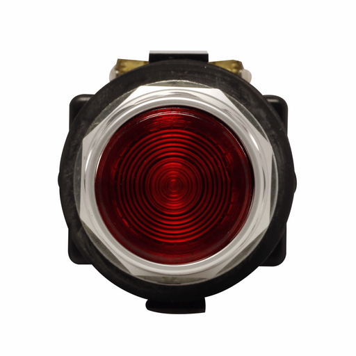 Product image for Cutler-Hammer HT8GDAAF3 30.5 mm Watertight/Oiltight Pushbutton, Extended Actuator, Chrome bezel, 1NO, Illuminated, Amber lens, LED, full voltage, 24 Vac/Vdc Light Unit, Momentary, Plastic, Guarded, HT80