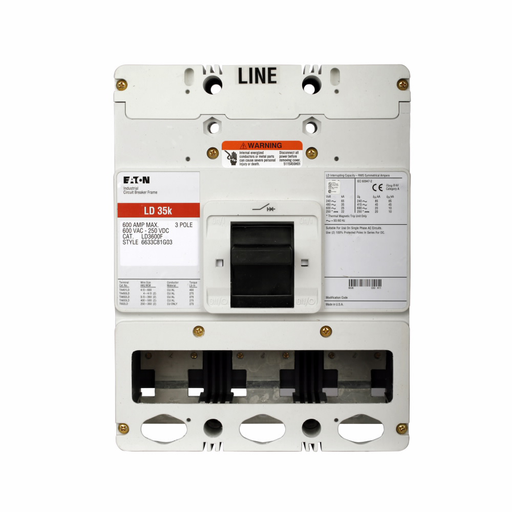 Product image for Cutler-Hammer HLDB3600FT32W Series C electronic molded case circuit breaker, L-frame, HLDB, Frame only, Digitrip 310 RMS, Electronic LSI trip type, Three-pole, 600A, 100 kAIC at 240 Vac, 65 kAIC at 480