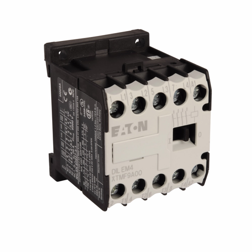 Product image for Cutler-Hammer XTMF9A00T XT IEC mini contactor, 8.80A, 24 Vac, 50-60 Hz, 0NO-0NC, 20A, 45 mm mini, 50-60 Hz, Four-pole, Non-reversing, XT IEC series, Screw terminals, Full voltage non-reversing mini cont