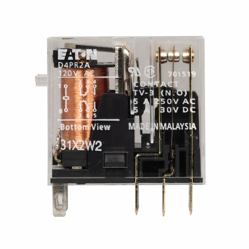 Product image for ETN D4PR2A DPDT RELAY 120VAC COIL