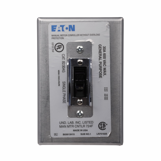 Product image for ETN B230AG 2P NEMA 1 ENCL MANUAL MO