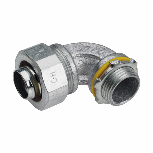 Eaton Crouse-Hinds series Liquidator liquidtight connector, FMC, 90° angle, Non-insulated, Malleable iron, 1"