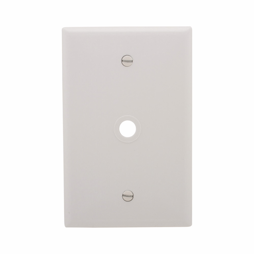 Mayer-DDS-Eaton Telephone and coaxial wallplate, White, 0.37" Hole Cutout, Thermoset, Single- gang, Mid-size, ED Box-1