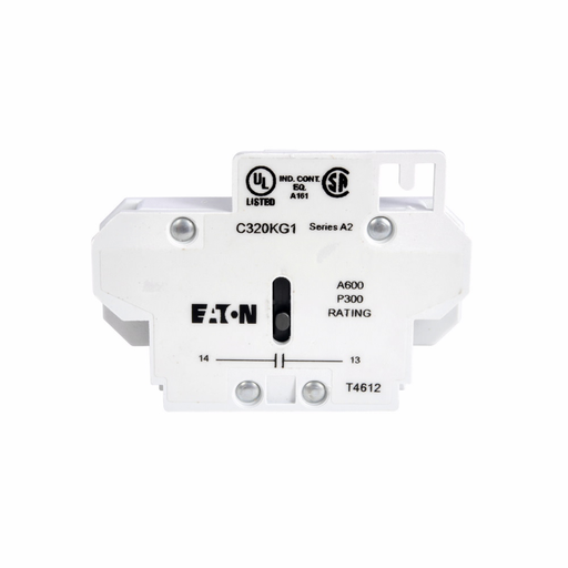 Product image for Eaton Electrical C320KG1 600 VAC 10 Amp 1NO Pressure Plate Terminal Contactor Auxiliary Contact