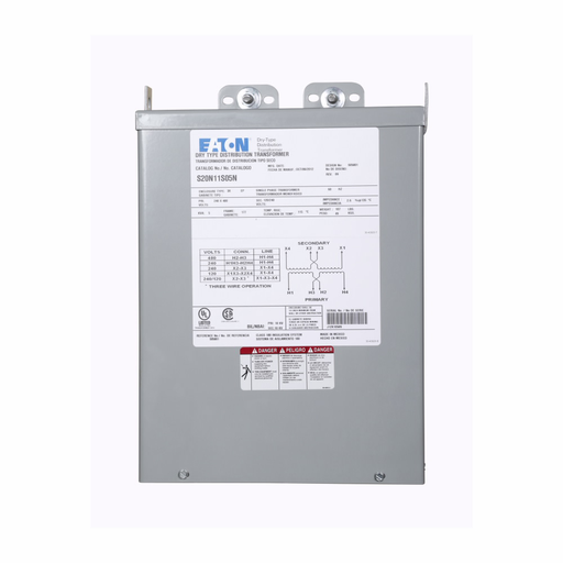 Product image for Cutler-Hammer S60G11S05N General purpose encapsulated transformer, EP, aluminum, NEMA 3R, 177, 60 Hz, single-phase, 600 V, 120/240 V, 2 at -5% FCBN, 115 ?C rise, 5 KVA, indoor-outdoor, 2I