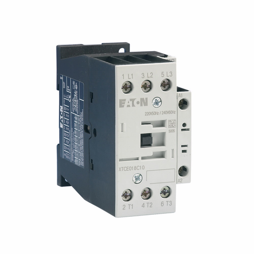 Product image for Cutler-Hammer XTCE025C10TD XT IEC contactor, 25A, 24-27 Vdc, 1NO, 25A, Frame C, 45 mm, 2, 3, 5/ 7.5, 10, 15, 20 hp (1/3PH @115, 200, 230/200, 230, 460, 575 V), Three-pole, Non-reversing, XT IEC series,