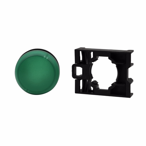 Product image for Cutler-Hammer M22-L-G M22 modular pushbutton, Indicating Light Operator, Flush, IP66, NEMA 4X, 13, Rk resistance 4.7, Illuminated, Green, 100, 000 Hours of operation