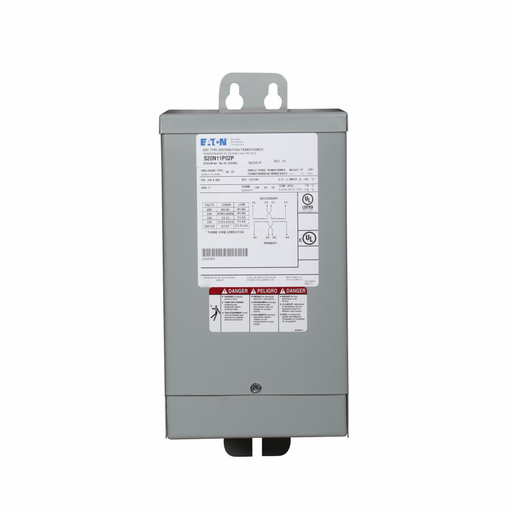 Product image for Cutler-Hammer S20N11P02P Eaton, general purpose encapsulated transformer, ep, single-phase, pv: 240 x 480v, taps: none, sv: 120/240v, 115?c, 2 kva, al windings, frame: 68p, indoor-outdoor