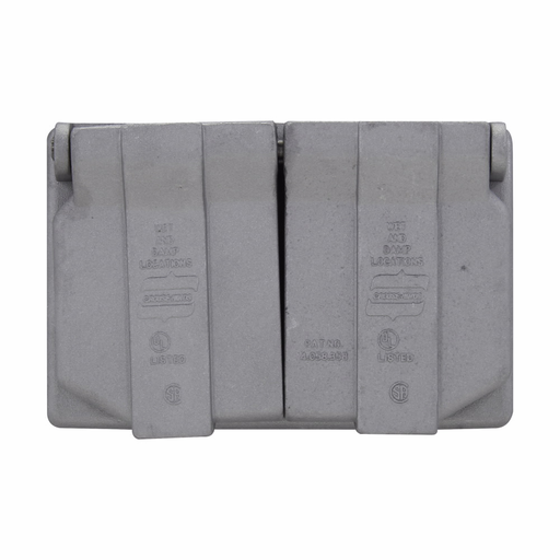 Mayer-DDS-Eaton Crouse-Hinds series WLRD wet location cover, Copper-free aluminum, Horizontal, 1-3/8", Gasket, Duplex spring door cover, for NEMA configuration round receptacles-1