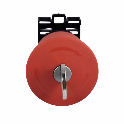 Product image for Cutler-Hammer M22-PVS45P M22 Modular Key Release Emergency Stop Operator, 22.5 mm, 45 mm Pushbutton, Key Release, Non-illuminated, Button: Red, MS1, IP66, NEMA 4X, 13, 100,000 Operations