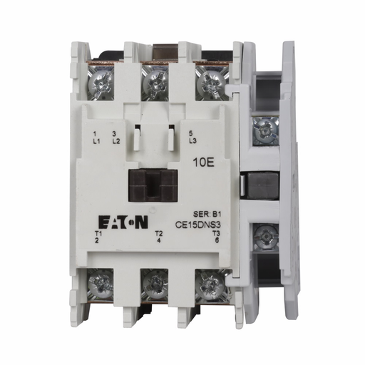 Product image for Eaton Electrical CE15DNS3AB 120 Volt 27 Amp 3-Pole Non-Reversing IEC Contactor