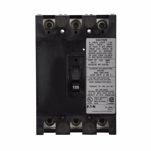Eaton Electrical CC3150 240 VAC 150 Amp 3-Pole Bolt-On Circuit Breaker Product image for Eaton Electrical CC3150 240 VAC 150 Amp 3-Pole Bolt-On Circuit Breaker