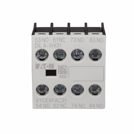 Product image for Cutler-Hammer XTCEXFBG40 Contactor Accessory - Auxiliary Contact, Four-pole, Screw terminals, D-G Frame size, 4NO-0NC contact configuration, 16A conventional thermal rating, Front mounting, used with XTRE con