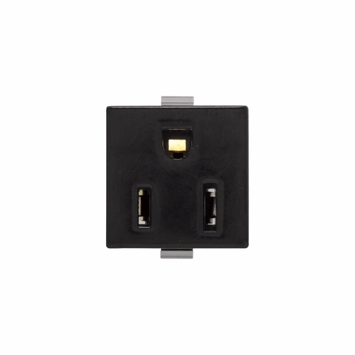 Mayer-DDS-Eaton panel mount/snap-in single receptacle, #14-12 AWG, 15A, Commercial, Snap-in, Panel, 125V, Quick connect, White, Brass, Thermoset face and Polypropylene base, 5-15R, Single, Quick connect, Thermoplastic, Bulk, Plastic back|Plastic clip-1