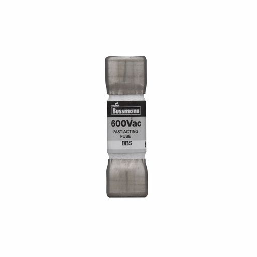 Eaton Bussmann series BBS fuse, Fast acting Midget fuse, 1 A, Non-indicating, Ferrule end x ferrule end, 10 kAIC at 600 Vac, Nickel-plated brass endcaps, Standard, 600 V