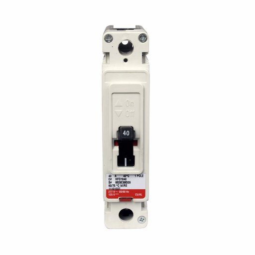 Product image for Cutler-Hammer HFD1020L Series C complete molded case circuit breaker, F-frame, HFD, Complete breaker, Fixed thermal, fixed magnetic trip type, Single-pole, 20A, 347 Vac, 125 Vdc, 100 kAIC at 240 Vac, 65