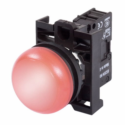 Product image for Cutler-Hammer M22-L-R-230R M22 modular pushbutton, M22 modular pushbutton, Complete Indicating Light, Flush, IP67, IP69K, NEMA 4X, 13, Illuminated, Red, Red, 100, 000 Hours of operation, 85-264 Va