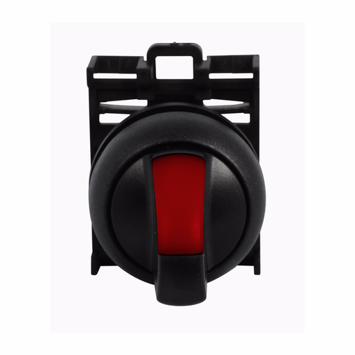 Product image for Cutler-Hammer M22S-WRLK3-2-R M22 modular pushbutton, M22 Modular Selector Switch Operator, 22.5 mm, Knob, Maintained, Return from left, Illuminated, Bezel: Black, Button: Red, IP66, NEMA 4X, 13, Three-p