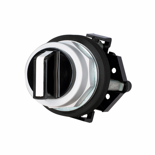 Product image for Cutler-Hammer HT8JAH3AA5 HT800 pushbutton, 30.5 mm, Watertight/Oiltight-HT800, Selector switch unit, NEMA 3, 3R, 4, 4X, 12 and 13, Non-illuminated, Two-position, Maintained, maintained, Black actuator,