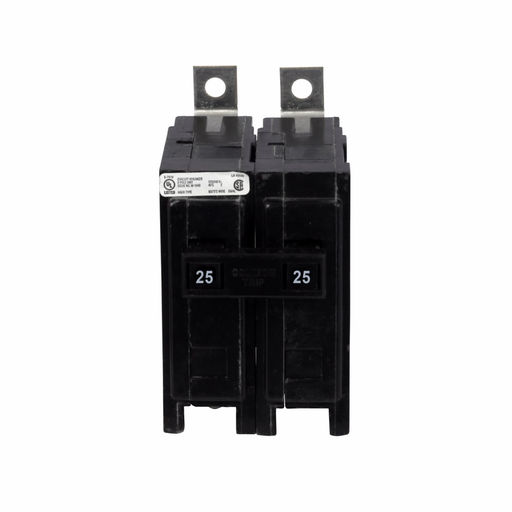 Product image for Cutler-Hammer QBHW2025 QB thermal magnetic circuit breaker,Quicklag industrial thermal-magnetic circuit breaker,25 A,22 kAIC,Two-pole,240 V,Non-Interchangeable,Q7,QBHW